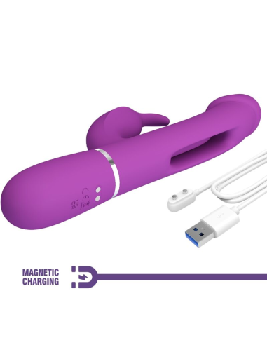 PRETTY LOVE - KAMPAS VIBRADOR RABBIT MULTIFUNCIÓN 3 EN 1 MORADO