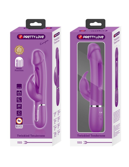 PRETTY LOVE - KAMPAS VIBRADOR RABBIT MULTIFUNCIÓN 3 EN 1 MORADO