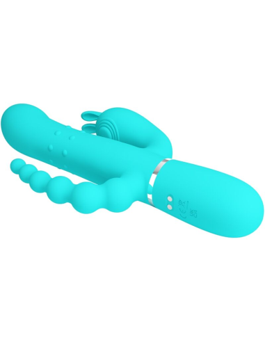 PRETTY LOVE - CAMMY TRIPLE VIBRADOR RABBIT MULTIFUNCIÓN 4 EN 1 AZUL