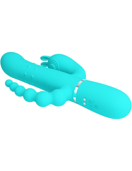 PRETTY LOVE - CAMMY TRIPLE VIBRADOR RABBIT MULTIFUNCIÓN 4 EN 1 AZUL