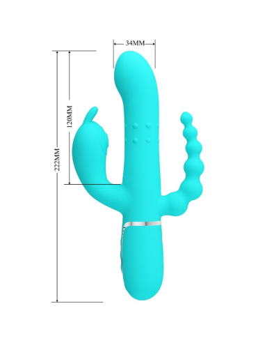 PRETTY LOVE - CAMMY TRIPLE VIBRADOR RABBIT MULTIFUNCIÓN 4 EN 1 AZUL