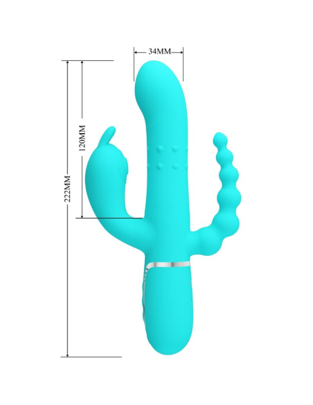 PRETTY LOVE - CAMMY TRIPLE VIBRADOR RABBIT MULTIFUNCIÓN 4 EN 1 AZUL