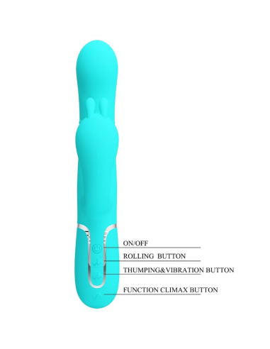 PRETTY LOVE - CAMMY TRIPLE VIBRADOR RABBIT MULTIFUNCIÓN 4 EN 1 AZUL