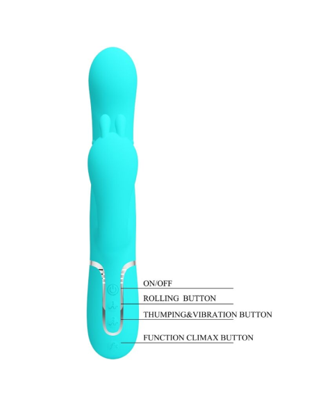PRETTY LOVE - CAMMY TRIPLE VIBRADOR RABBIT MULTIFUNCIÓN 4 EN 1 AZUL