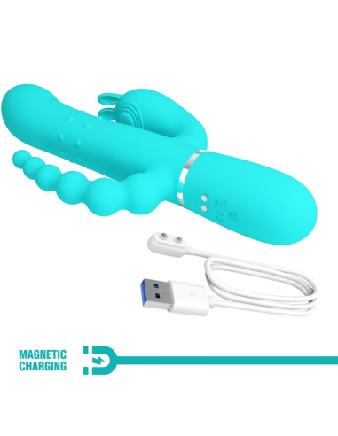 PRETTY LOVE - CAMMY TRIPLE VIBRADOR RABBIT MULTIFUNCIÓN 4 EN 1 AZUL