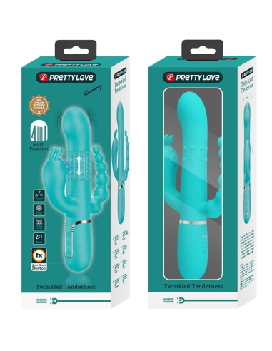 PRETTY LOVE - CAMMY TRIPLE VIBRADOR RABBIT MULTIFUNCIÓN 4 EN 1 AZUL