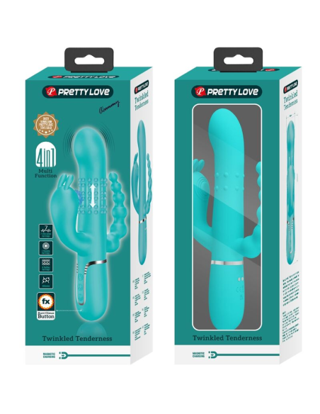 PRETTY LOVE - CAMMY TRIPLE VIBRADOR RABBIT MULTIFUNCIÓN 4 EN 1 AZUL