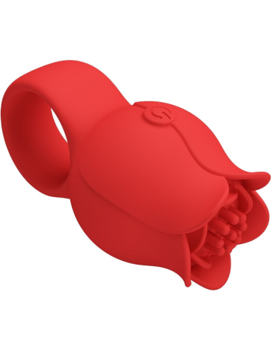 PRETTY LOVE - JAE VIBRADOR DE DEDO FORMA DE ROSA 10 VIBRACIONES ROJO