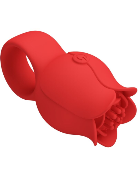 PRETTY LOVE - JAE VIBRADOR DE DEDO FORMA DE ROSA 10 VIBRACIONES ROJO