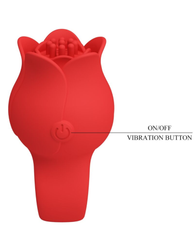 PRETTY LOVE - JAE VIBRADOR DE DEDO FORMA DE ROSA 10 VIBRACIONES ROJO