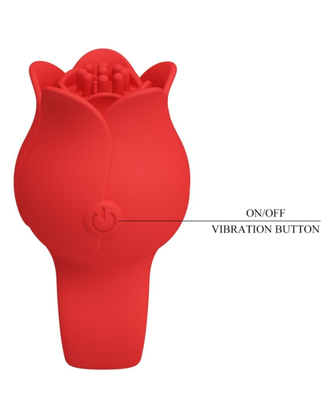 PRETTY LOVE - JAE VIBRADOR DE DEDO FORMA DE ROSA 10 VIBRACIONES ROJO