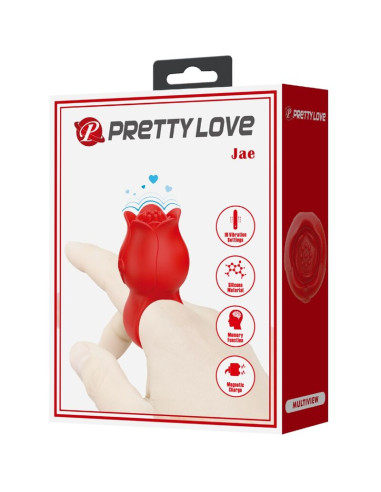 PRETTY LOVE - JAE VIBRADOR DE DEDO FORMA DE ROSA 10 VIBRACIONES ROJO