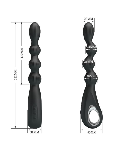 PRETTY LOVE - FEDERER VIBRADOR ANAL 12 VIBRACIONES NEGRO