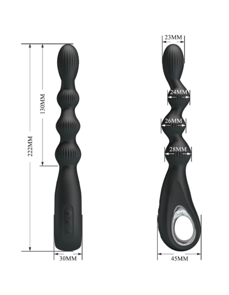 PRETTY LOVE - FEDERER VIBRADOR ANAL 12 VIBRACIONES NEGRO