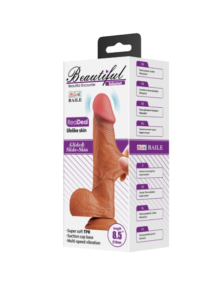 BAILE - BAHAMUT VIBRADOR REALÍSTICO 21.8 CM NATURAL CONTROL REMOTO
