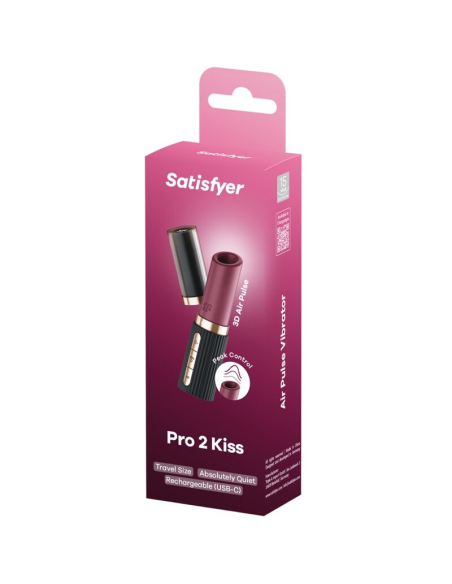 SATISFYER - PRO 2 KISS ESTIMULADOR CLÍTORIS POR ONDAS GRANATE - NEGRO