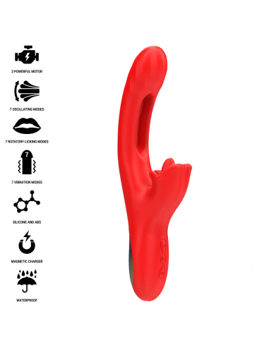 INTENSE - JESSICA VIBRADOR MULTIFUNCIÓN ESTIMULACIÓN CLÍTORIS 24.8 CM ROJO
