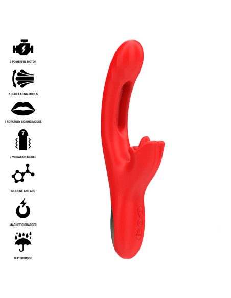 INTENSE - JESSICA VIBRADOR MULTIFUNCIÓN ESTIMULACIÓN CLÍTORIS 24.8 CM ROJO