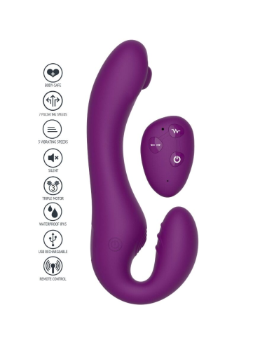 XOCOON - STRAPLESS STRAP-ON VIBRADOR 2 EN 1 CON CONTROL REMOTO MORADO