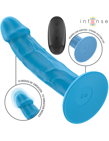 INTENSE - PHOEBE VIBRADOR REALÍSTICO 10 VIBRACIONES AZUL CONTROL REMOTO