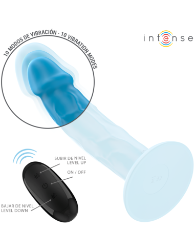 INTENSE - PHOEBE VIBRADOR REALÍSTICO 10 VIBRACIONES AZUL CONTROL REMOTO