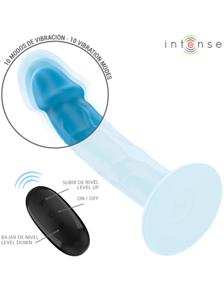 INTENSE - PHOEBE VIBRADOR REALÍSTICO 10 VIBRACIONES AZUL CONTROL REMOTO
