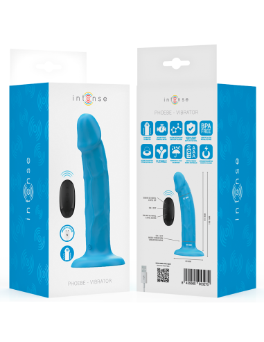 INTENSE - PHOEBE VIBRADOR REALÍSTICO 10 VIBRACIONES AZUL CONTROL REMOTO