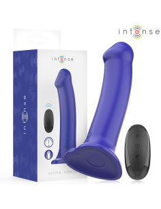 INTENSE - VICTORIA VIBRADOR CON VENTOSA 10 VIBRACIONES AZUL OSCURO CONTROL REMOTO