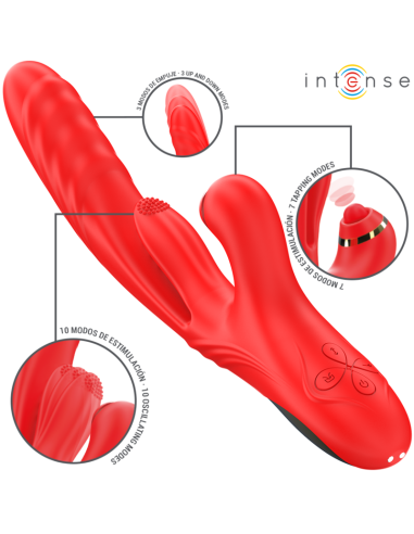 INTENSE - ROSALIA VIBRADOR MULTIFUNCIÓN 3 EN 1 ROJO
