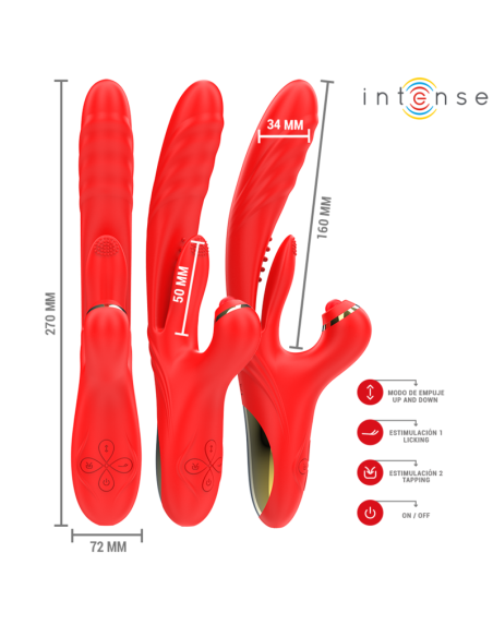 INTENSE - ROSALIA VIBRADOR MULTIFUNCIÓN 3 EN 1 ROJO