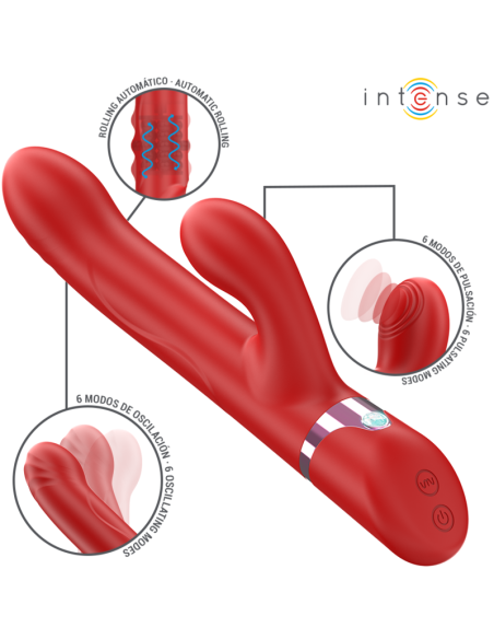 INTENSE - LELE VIBRADOR MULTIFUNCIÓN ROTATORIO and OSCILACIÓN and ESTIMULACIÓN ROJO