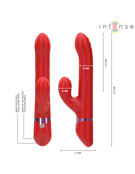 INTENSE - LELE VIBRADOR MULTIFUNCIÓN ROTATORIO and OSCILACIÓN and ESTIMULACIÓN ROJO