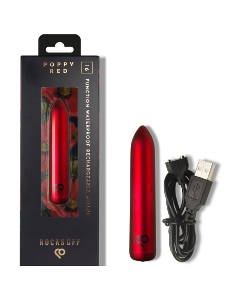ROCKS-OFF - BALA VIBRADORA RECARGABLE ROJA