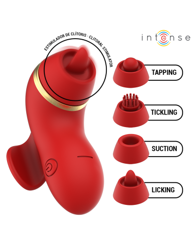 INTENSE - PATTY ESTIMULADOR CON 4 CABEZALES, SUCCIÓN, TAPPING, TICKLING Y LICKING