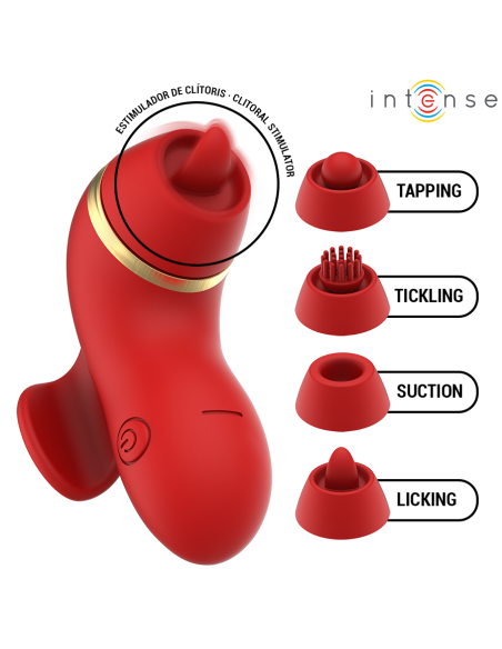 INTENSE - PATTY ESTIMULADOR CON 4 CABEZALES, SUCCIÓN, TAPPING, TICKLING Y LICKING