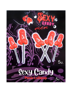 DIABLO PICANTE - CAJA 5 PIRULETAS FORMA PENE CEREZA