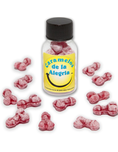 DIABLO PICANTE - 12 CARAMELOS DE LA ALEGRÍA FORMA PENE FRESA-CEREZA