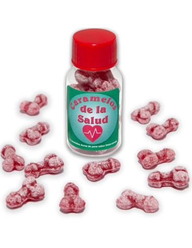 DIABLO PICANTE - 12 CARAMELOS DE LA SALUD FORMA PENE FRESA-CEREZA