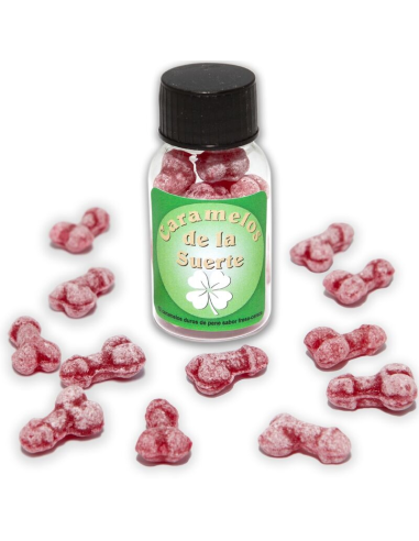 DIABLO PICANTE - 12 CARAMELOS DE LA SUERTE FORMA PENE FRESA-CEREZA