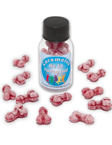 DIABLO PICANTE - 12 CARAMELOS DE LA JUVENTUD FORMA PENE FRESA-CEREZA