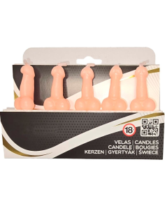 DIABLO PICANTE - CAJA 5 VELAS FORMA PENE CARNE