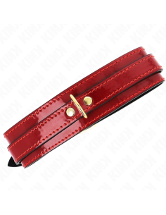 KINK - COLLAR AJUSTABLE ROJO VINO DETALLES DORADOS 29-42.5 CM X 4 CM