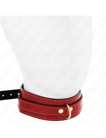 KINK - COLLAR AJUSTABLE ROJO VINO DETALLES DORADOS 29-42.5 CM X 4 CM