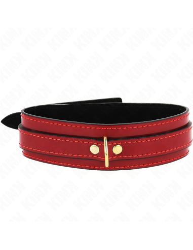 KINK - COLLAR AJUSTABLE ROJO VINO DETALLES DORADOS 29-42.5 CM X 4 CM