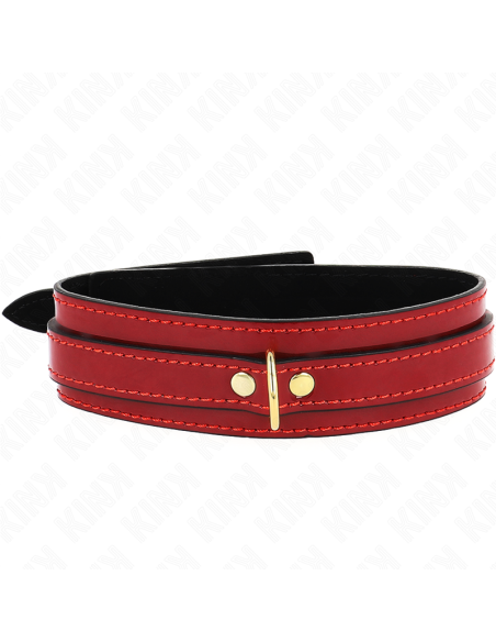 KINK - COLLAR AJUSTABLE ROJO VINO DETALLES DORADOS 29-42.5 CM X 4 CM
