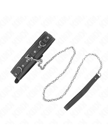 KINK - COLLAR CON CORREA 105 CM DE PIEL DE PVC REMACHE DE DIAMANTES DE IMITACIÓN 41.5 X 4 CM