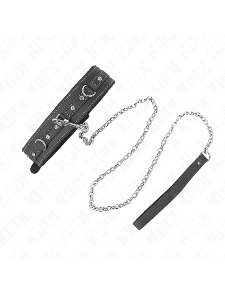 KINK - COLLAR CON CORREA 105 CM DE PIEL DE PVC REMACHE DE DIAMANTES DE IMITACIÓN 41.5 X 4 CM