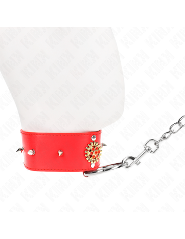 KINK - COLLAR CON CORREA 65 CM CUELLO DE DIAMANTES ROJO AJUSTABLE 35-51 CM X 7 CM