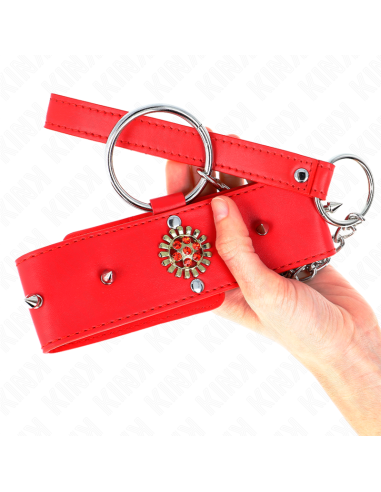 KINK - COLLAR CON CORREA 65 CM CUELLO DE DIAMANTES ROJO AJUSTABLE 35-51 CM X 7 CM