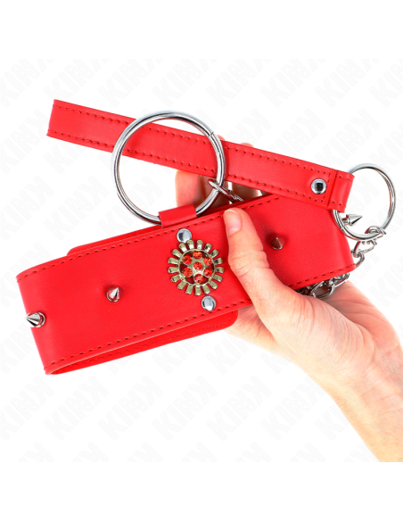KINK - COLLAR CON CORREA 65 CM CUELLO DE DIAMANTES ROJO AJUSTABLE 35-51 CM X 7 CM